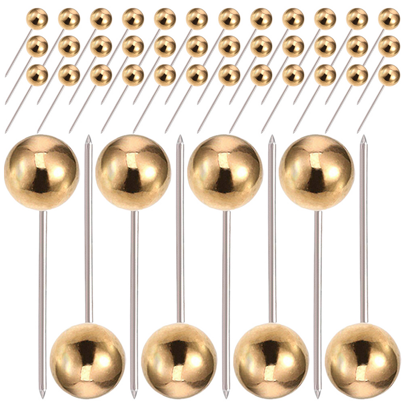 400PCS Round Head Flag Push Pins Push Ball Pin Metal Fixed Plastic Round Ball Needle Cork for School Home Office (Golden)