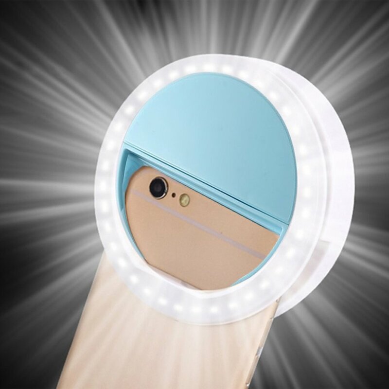Lampe de poche à selfie LED pour smartphone, téléphone portable, clip, flash automatique, rond, mini appareil photo, éclairage de beauté