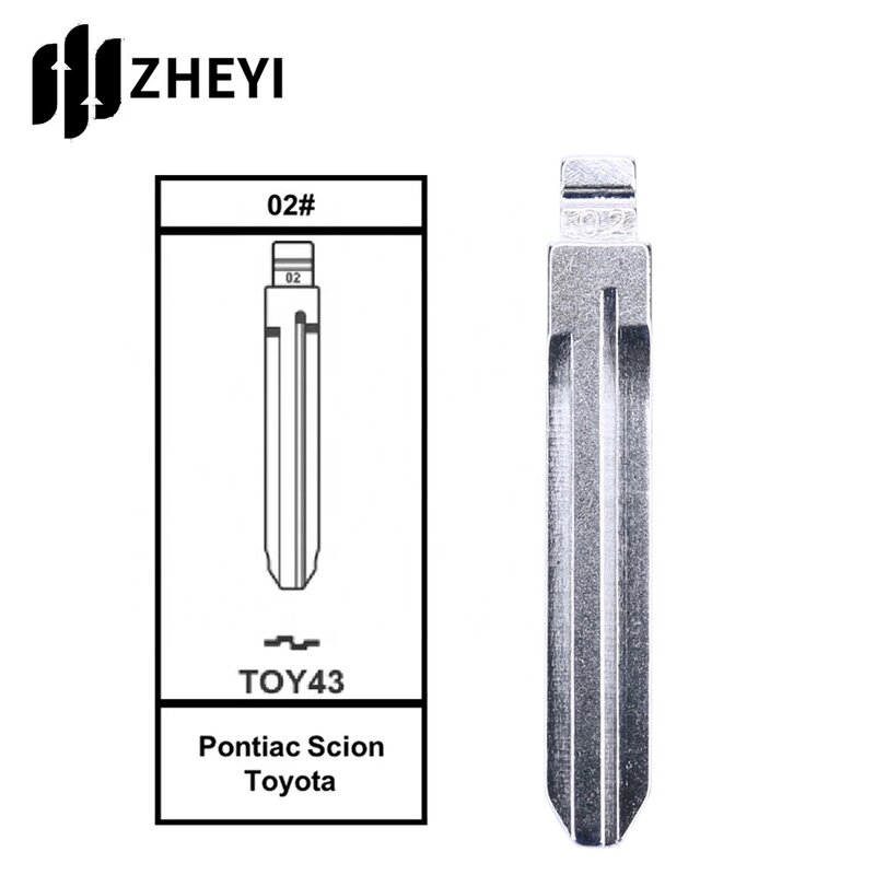 Clé de télécommande universelle non coupée Toy43 02 #, lame de clé vierge non coupée pour Toyota Toy43 02 #