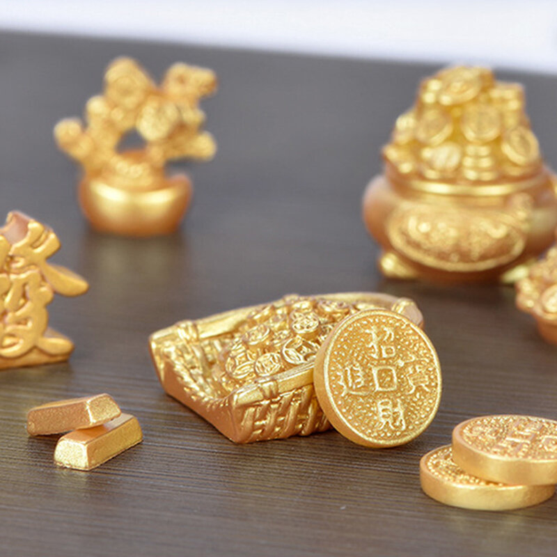 Wealth rolling micro landscape diy ornaments resin crafts New Year accessories ingot money tree gourd boat