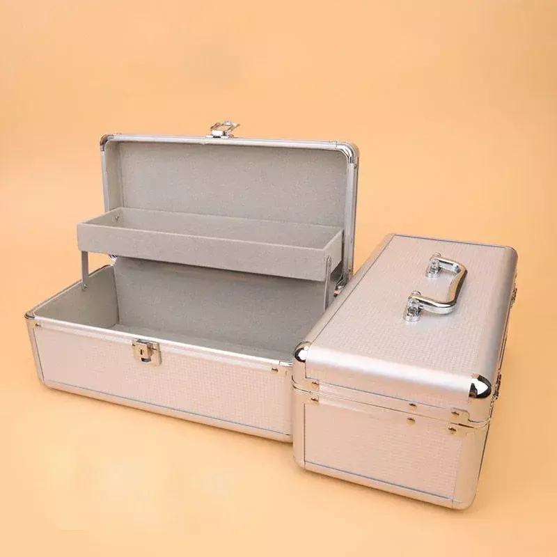Алюминиевый двухслойный ящик для хранения инструментов, водонепроницаемые профессиональные чистящие детали для ушей, жесткие пустые коробки для инструментов