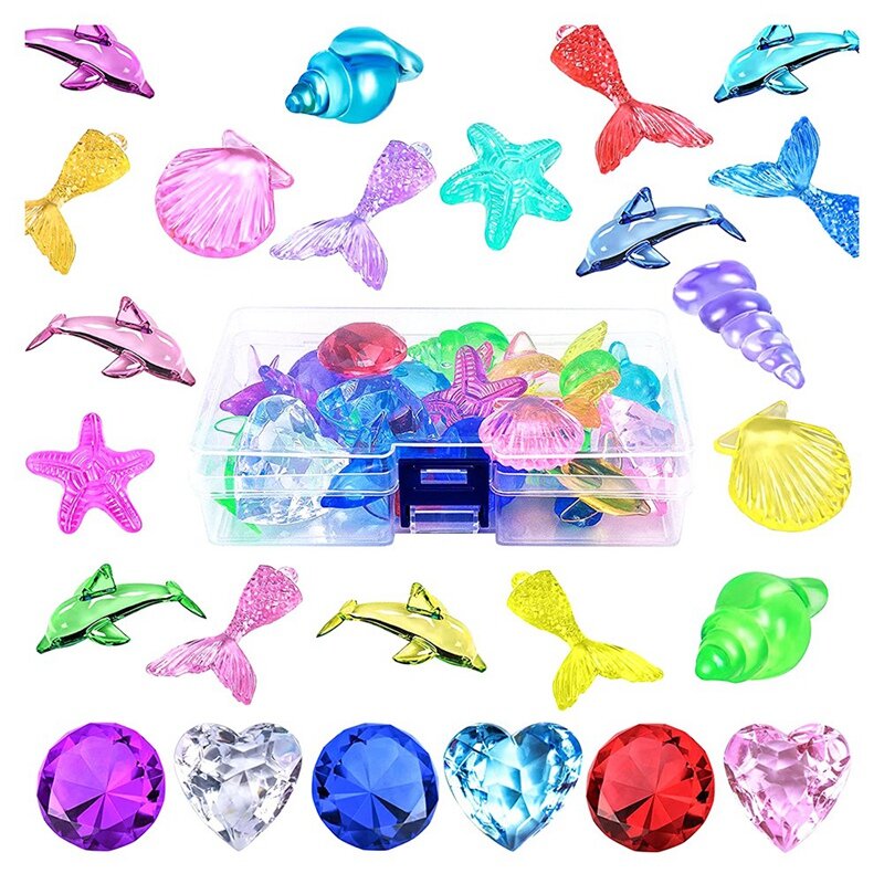 26Pcs Diving Playset Pirate Colorful Ocean Marine Animals Treasure Chests Pirate Boxes Props For Swimming Pool