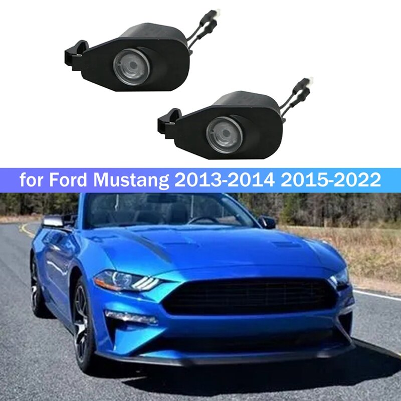 Para Ford Mustang 2013-2022 LED Side Puddle Laser-Retrovisor Mirror Puddle Bem-vindo Cortesia Logo Lights