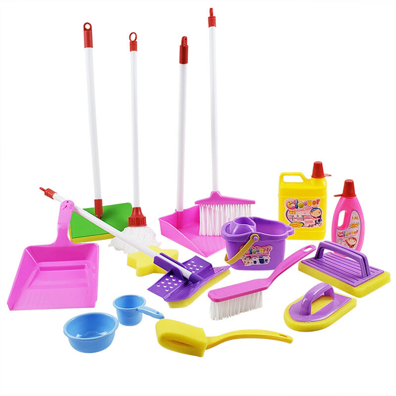 Set mainan simulasi pembersih anak, 9 buah/Set alat pembersih rumah tangga, aksesori mainan
