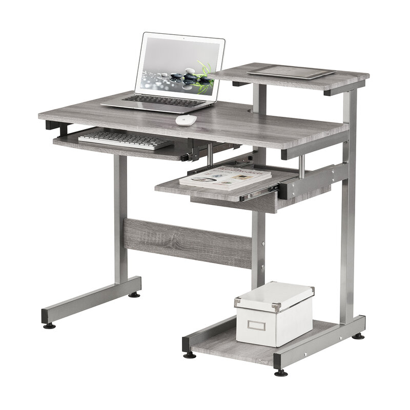 Versatile Grey Techni Mobili Complete Computer Workstation Desk with Multiple Storage Compartments