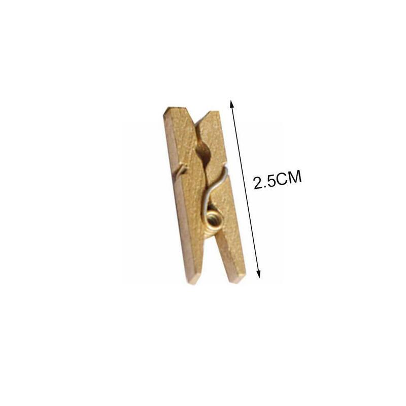50 sztuk Mini 25mm złoty/srebrny drewniane klipy klipy fotograficzne klipy Craft Clothespin drewna przenośny papier Clothespin zacisk zdjęcie N0Y1