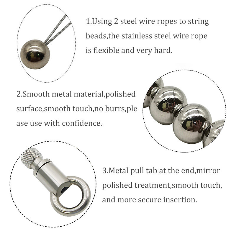 30/50cm Super Long Stainless Steel Urethral Sounds Dilators Smooth Beads Urethral Dilator Penis Insert Stimulation Sounding Toys