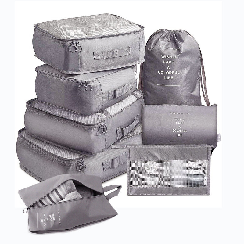 8 stücke Set Reise Veranstalter Lagerung Taschen Koffer Verpackung Set Lagerung Fällen Tragbare Gepäck Organizer Kleidung Schuh Ordentlich Tasche Tasche