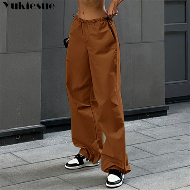 Spodnie damskie 2023 letnie spodnie Cargo Y2K luźne spodnie z niskim stanem strój codzienny spodnie dresowe Streetwear