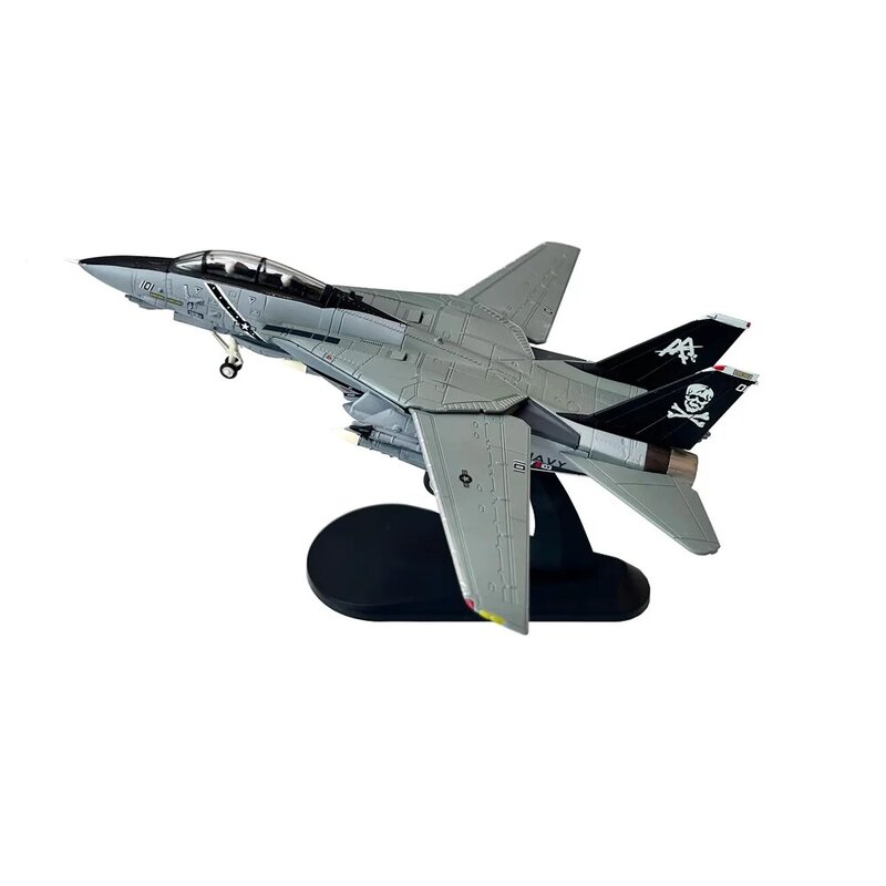 طائرة مقاتلات لعبة معدنية طائرة دييكاست ، نموذج للمجموعة أو الهدية ، US Navy Grumman F14 ، Jolly Rogers ، 1: Scale