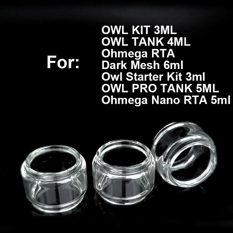 3PCS Bubble Glass Tank per Owl KIT 3ML Owl Tank Ohmega Nano RTA Dark Mesh 6ml Owl Starter Kit OWL Pro Tank Glass Container Tank