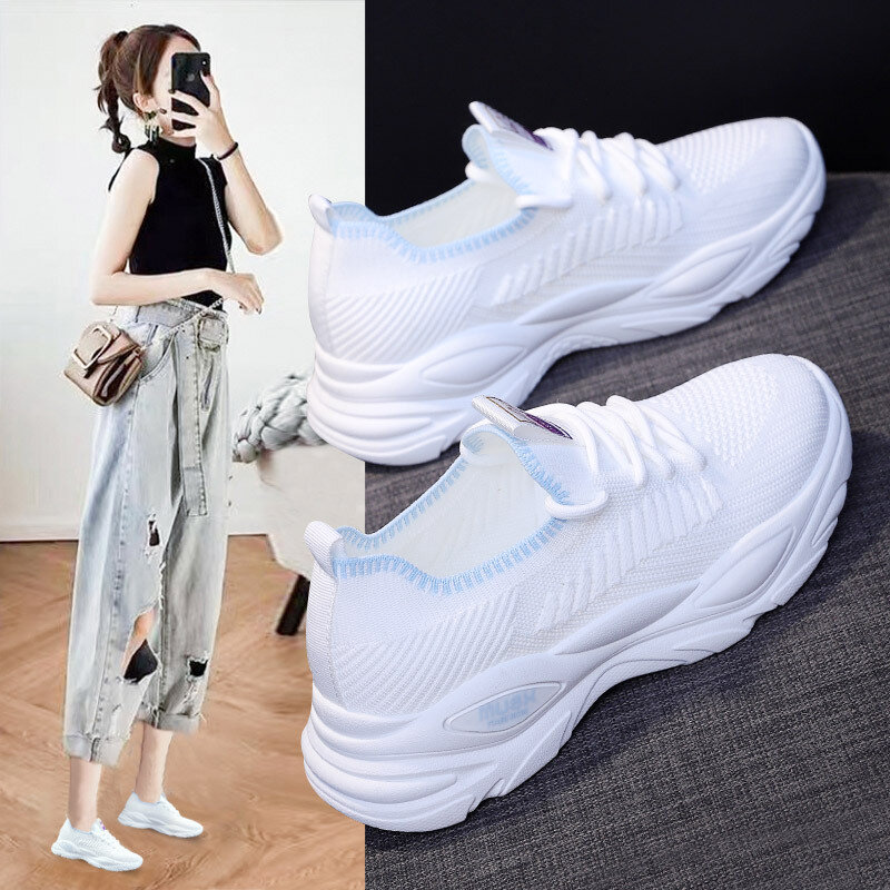 Weave Mesh Women's Sneakers 2022 Spring Breathable Running Shoes for Women Fashionable Casual Student Sneakers Zapatillas Mujer