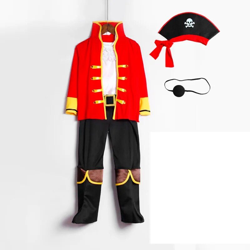 Captain Pirate Costume para crianças, vestido extravagante, roupa para criança, meninos e meninas