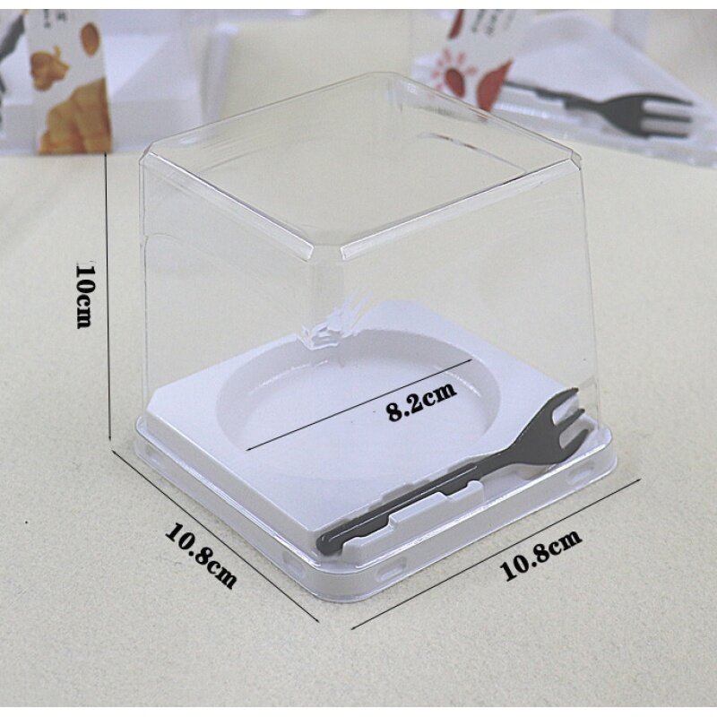 Caja Triangular de plástico para embalaje de pasteles, contenedor de rebanadas de pastel de queso, producto personalizado