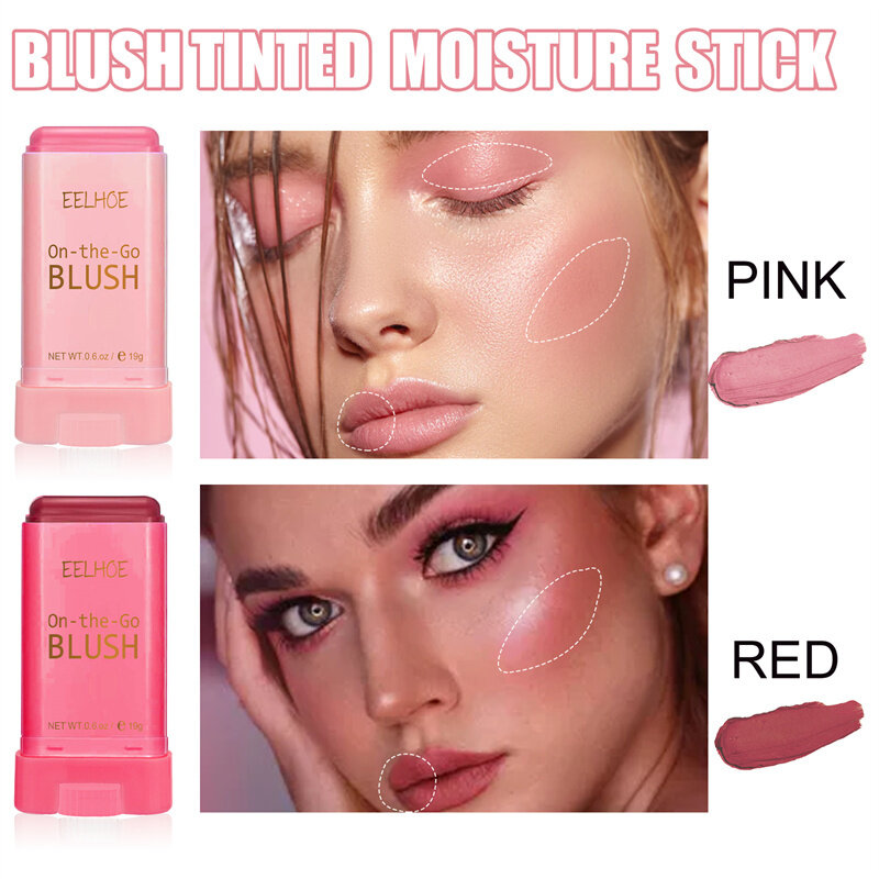 EELHOE Blush Stick Natural Cheek Face Rouge fard Cream Lasting High Color Rendering Brightening Skin Beauty Waterproof