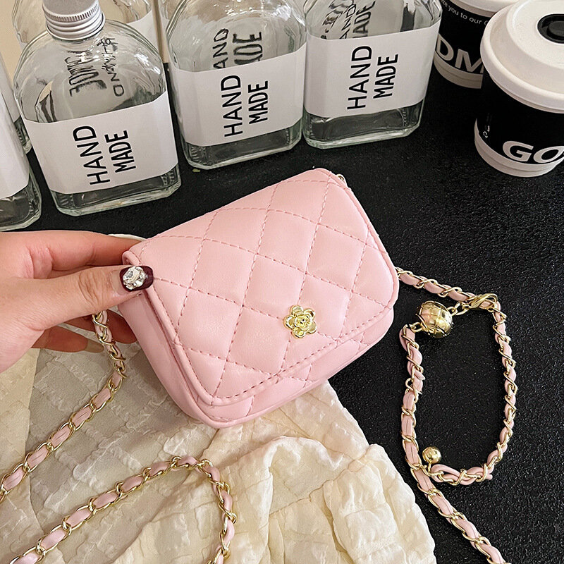 FEMALEE Mini Camellia Quilted Crossbody Bag 2024 New Fashion PU Diamond Lattice Shoulder Bag Small Lipstick Keys Purses Handbags