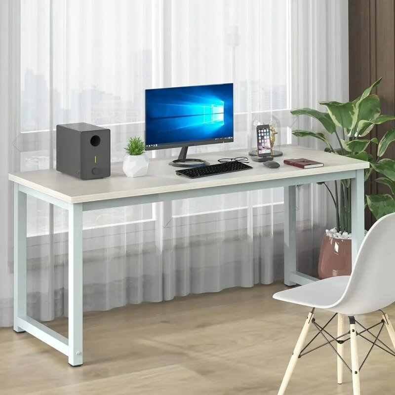 NSdiret 홈 오피스용 대형 사무실 책상, 대형 63 인치 컴퓨터 책상 테이블, 2 인용 와이드 필기 스터디 데스크, 금속