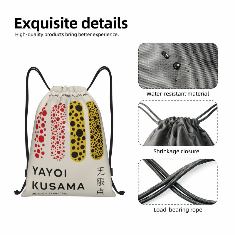 Yayoi Kusama bolsos con cordón de Arte Abstracto personalizados para entrenamiento, mochilas de Yoga para hombres y mujeres, deportes, gimnasio, Sackpack