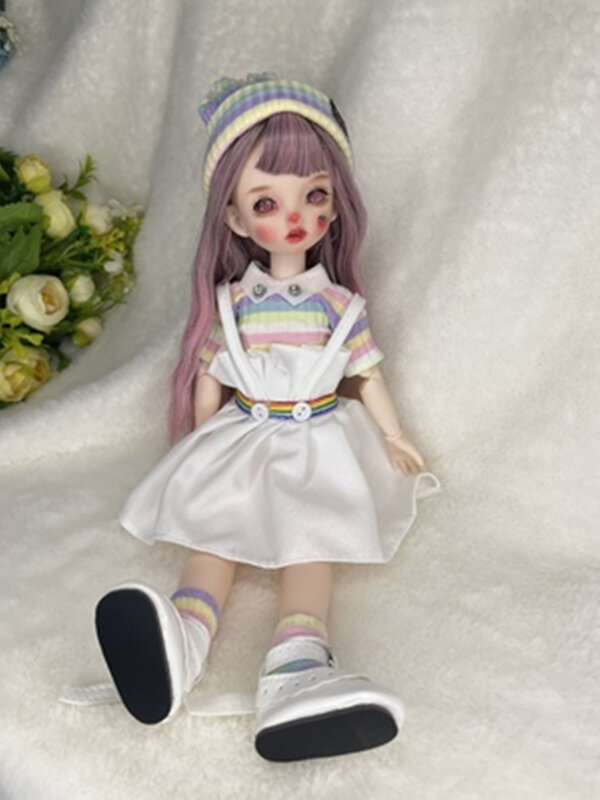 Muñeca articulada con ojos grandes para niñas, juguete de muñeca articulada de 30cm con ojos grandes, ideal para regalar a mano