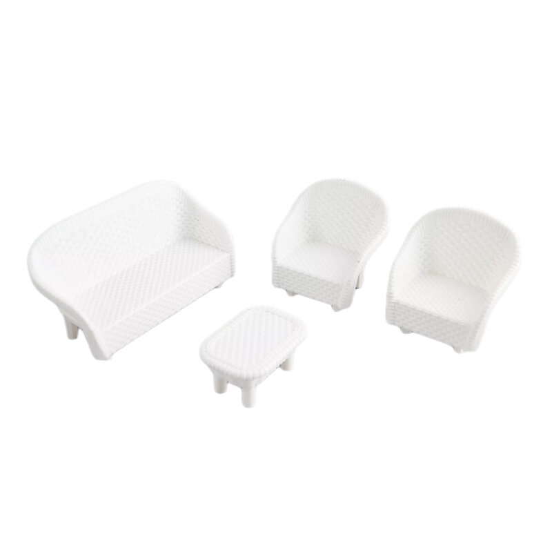 4 szt. Biały DIY domek dla lalek miniaturowy salon antyczna Sofa Model stołu klasyczna zabawka dla dzieci