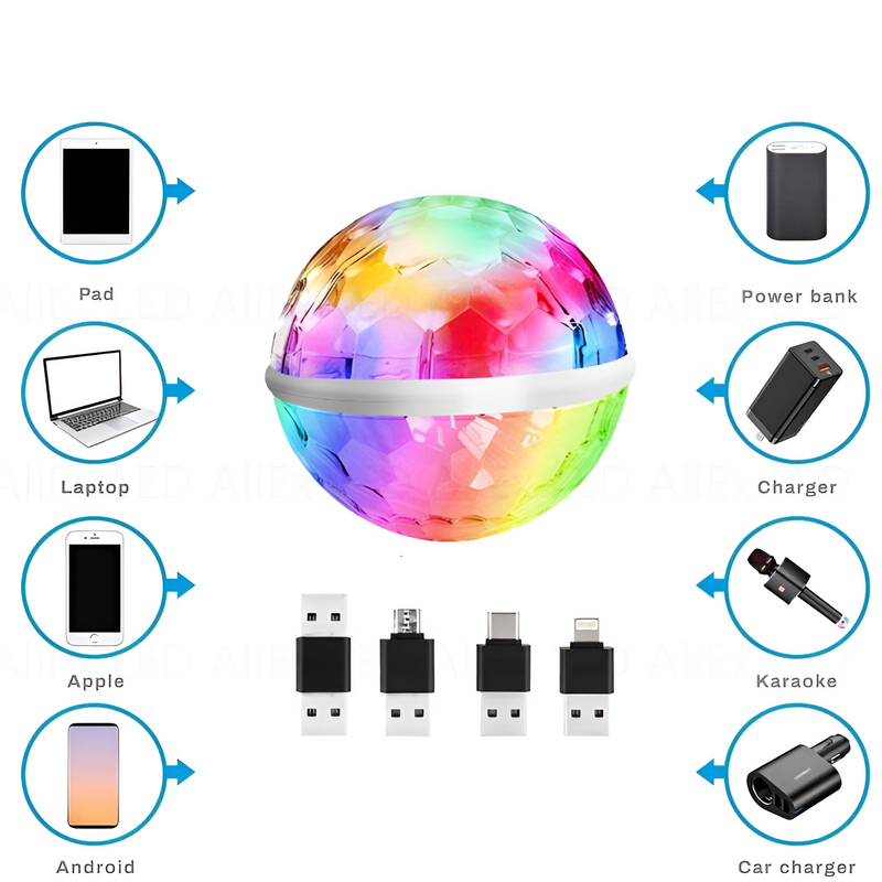 RGB LED diod diod Mini światło sceniczne USB przenośna rodzinna piłka lampa kolorowa do klubu efekt sceniczny lampa do telefonu komórkowego