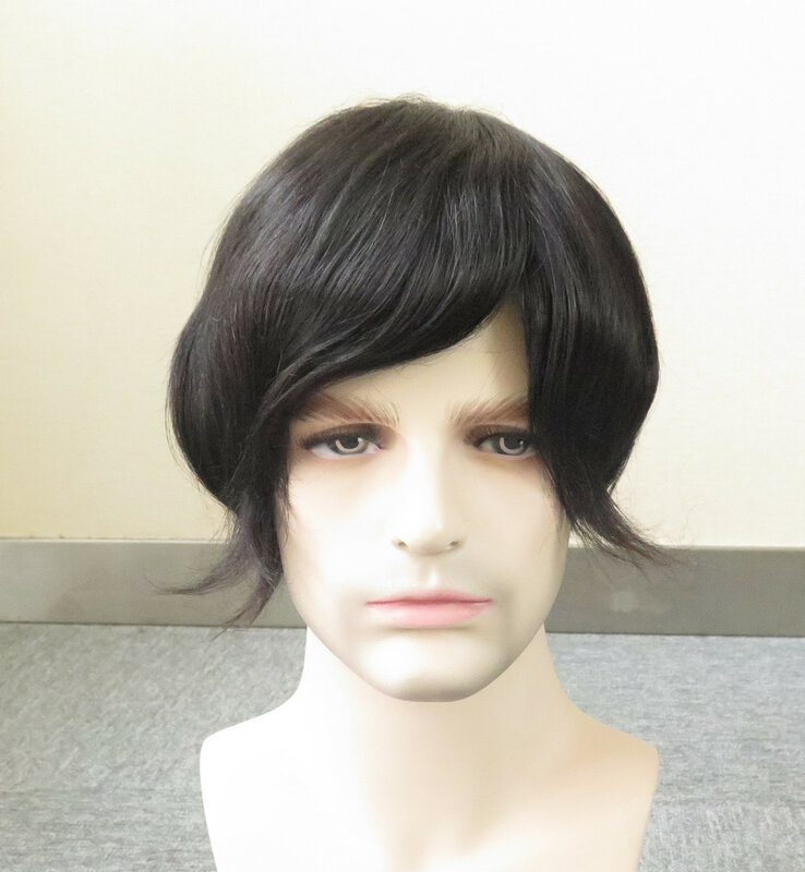 Natural Black Human Hair Toupee Mono Lace Male Wig Durable Prosthesis Men 6" Hair Replacement System Straight Breathable