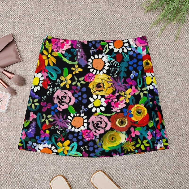 Les Fleurs Vibrant Floral Painting Print Mini Skirt short skirt luxury women's skirt women's summer dress 2023 dress