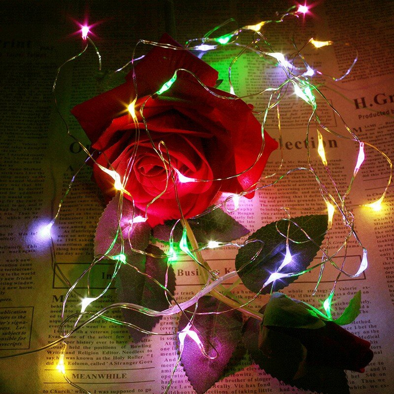 Lampu peri kawat tembaga tali Led lampu luar ruangan lampu Natal Festoon karangan bunga untuk Tahun Baru dekorasi pesta pernikahan