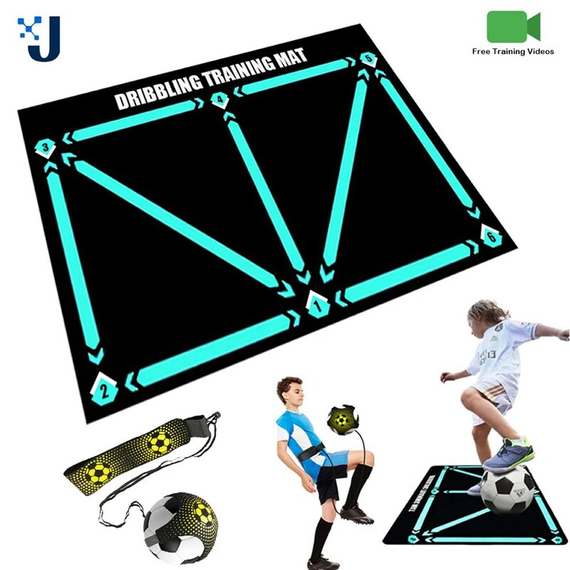 Football Training Mat Rug Soccer Dribbling Training Carpet with Kick Training Adjustable Trainer Aid Hands-Free Solo Practice