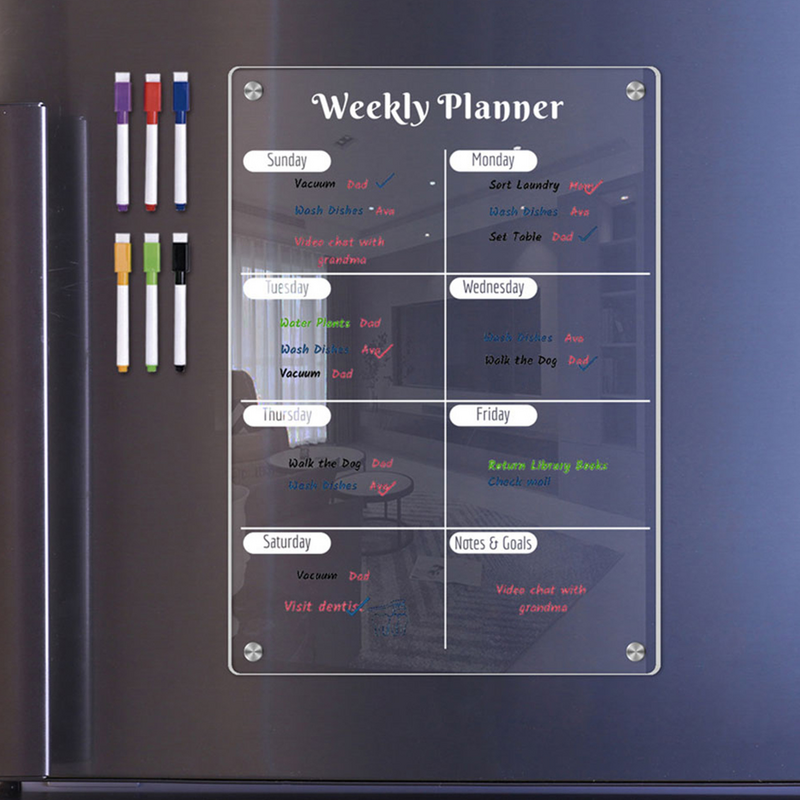 Magnetic Fridge Planner Magnetic Refrigerator Board Daily Schedule Board Magnetic Message Board Writing Board Daily Schedule