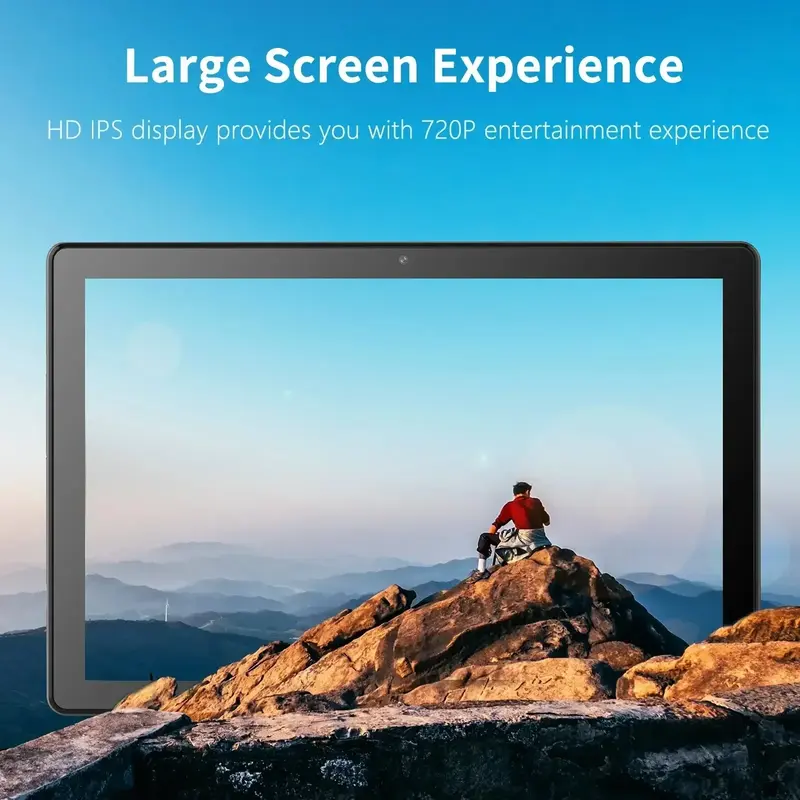 PRITOM-Android 12 Tablet, 10.1 Polegada, 3GB de RAM, 64GB ROM, Processador Quad Core, WiFi 6, GPS, HD IPS tela 8.0 MP câmera traseira