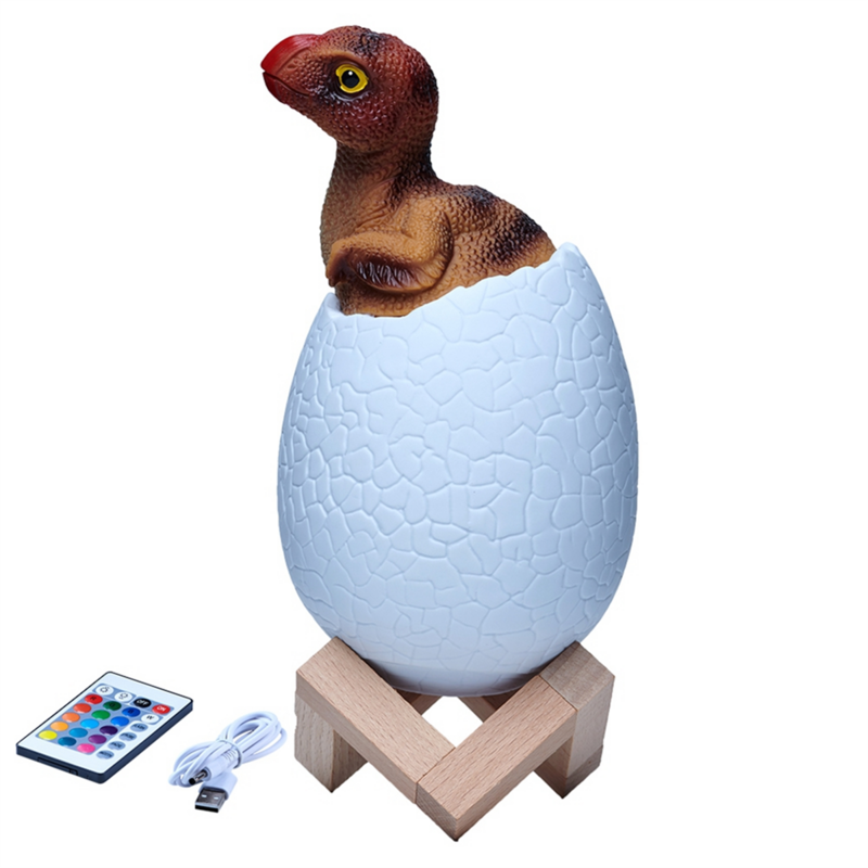 3D 야간 조명 Oviraptor 계란 책상 램프, 16 색 터치 리모컨 만화 테이블 램프, 아이 홈 데코