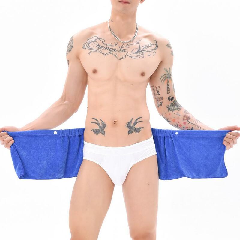 Coral Fleece Wearable Lounge Men Robes Towel Pants Buttons Placket Water Absorbing Underwear Men Toweling Sleeping Bottoms
