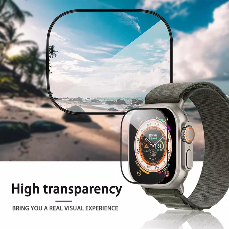 Película protectora para Apple Watch Ultra 2, película protectora de carcasa de vidrio de pantalla HD de 49mm, 9, 8, 7, 45mm, 41mm, iWatch 6, 5, 4, SE2, 44mm, 42mm, 40mm