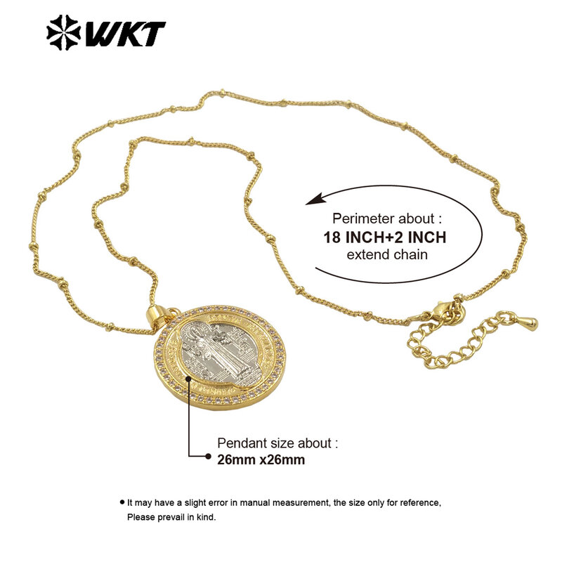 WT-MN987 wkt neues Design 18 Karat Gold St Benedict Medaille Halskette für christliche religiöse Schmuck Geschenk
