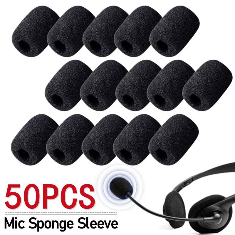 10/50 buah mikrofon Mini tutup spons pengganti kaca depan Headset penutup busa mikrofon topi pelindung untuk rapat kerah kepala mikrofon