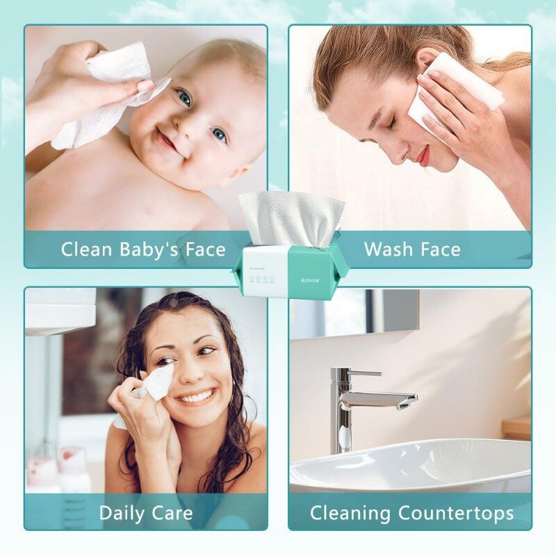 5pack（550pcs）Disposable Face Towel Cotton 100%Cotton Tissue Wet And Dry Makeup Non Woven Towel Soft Facial Cleansing Reusable