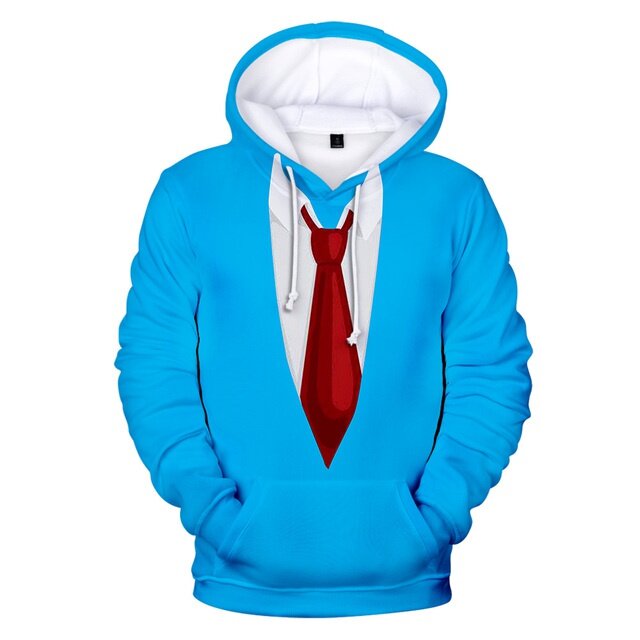 Setelan palsu lucu mode 3D hoodie tuksedo dasi kupu-kupu cetakan longgar bertudung Sweatshirt Cosplay kasual pullover pakaian jalanan setelan palsu