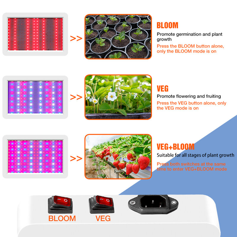 LED 성장 조명 실내 수경 재배 식물 램프, 전체 스펙트럼 온실 식물 양자 보드 전구, 채소 꽃, 300W, 500W