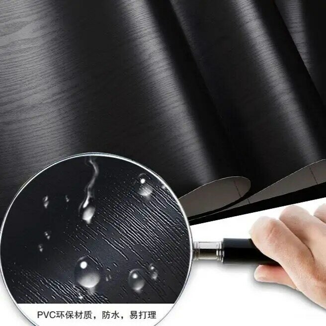 black wood matt furniture stickers  boeing film pvc adhesive paper back vinyl wallpaper cabinet furniture wood fiber wallpaper