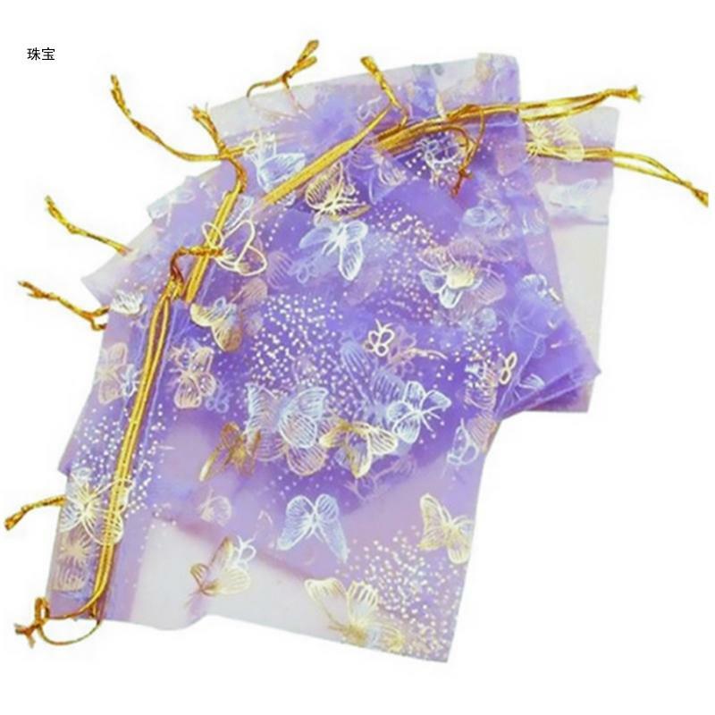 X5QE 25Pcs Organza Gift Bags Jewellery Drawstring Pouches Wedding Party Candy 10X12cm