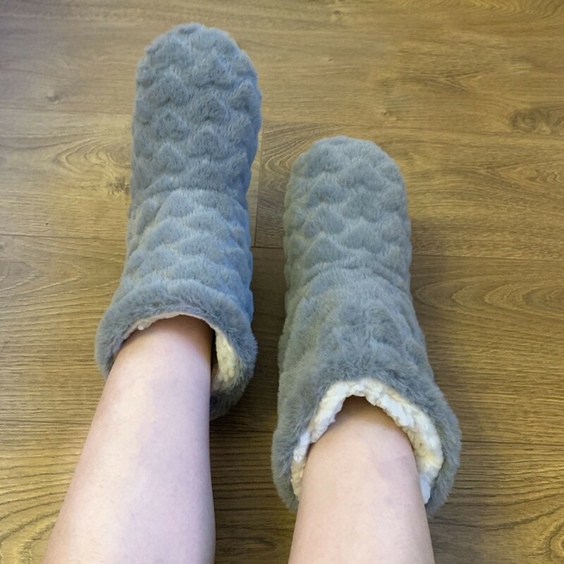 Winter Women Slippers Shoes Winter Couple Floor Socks Adult Non-Slip Thickening Velvet Indoor Dance High-Tube Warm Slippers