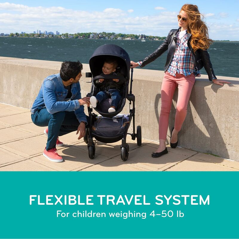 Модульная поворотная система для путешествий Evenflo с LiteMax, детское автомобильное сиденье с противоскользящей штангой (пустынный песок)