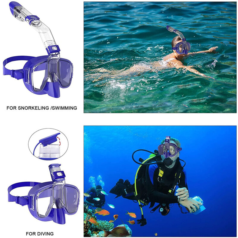 Conjunto de máscara anti-nevoeiro dobrável para adultos e crianças, sistema Full Dry Top, equipamento de mergulho profissional, natação livre