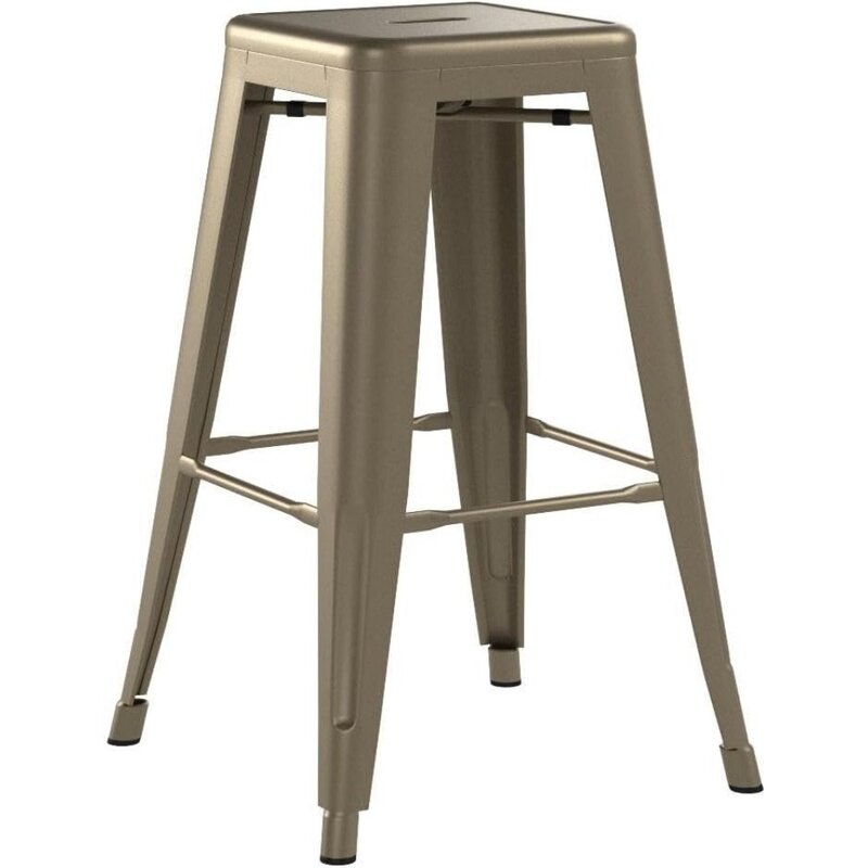 24'' Metal Bar Stools Counter Height Barstools Set of 4 High Backless Industrial Stackable Metal Chairs for Indoor