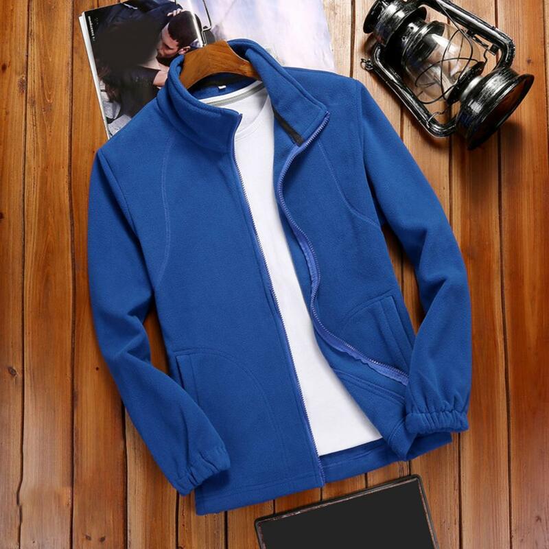 男性用厚手の長袖ジャケット,スタンドカラー付きソフトウォームジャケット,ジッパークロージャー,冬用抵抗