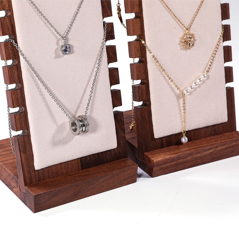 Black Walnut Necklace Display Board Detachable Pendant Chain Storage Rack Jewelry Organizer Props Necklace Diplay Holder