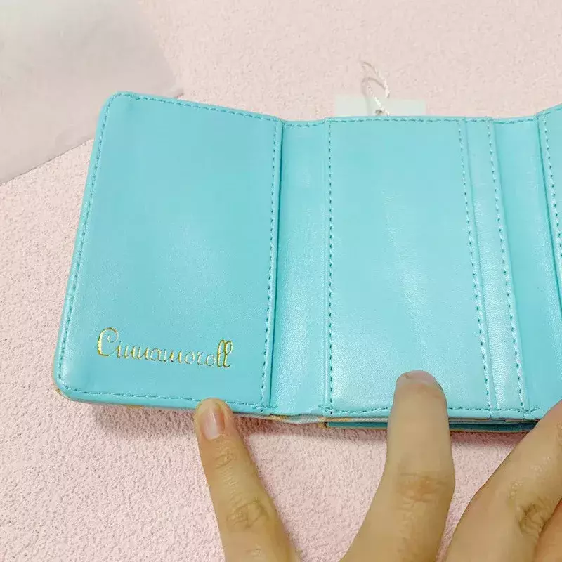 Sanrio Cinnamoroll torba portfel na co dzień moda portmonetka ze skóry PU uroczy moja melodia Kuromi uroczy składany torby na karty dla kobiet Walle