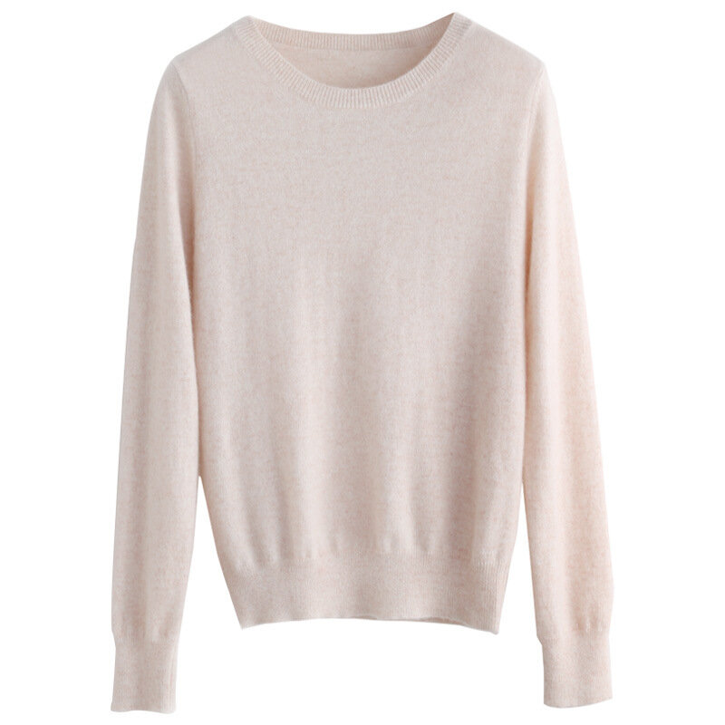 Jesienno-zimowy damski sweter O-neck kaszmirowy jednolity pulower Slim długa koszula z długim rękawem prosta, na co dzień Pull Femme sweter