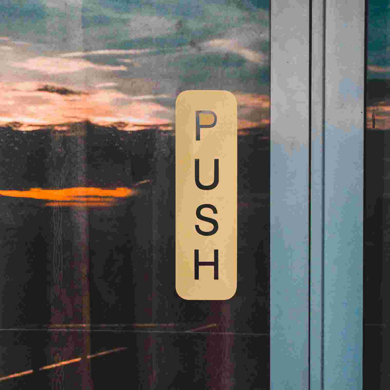 Stiker pintu geser emas, stiker perekat tarik tanda bergerak untuk stiker Pvc tanda kantor kaca pintu